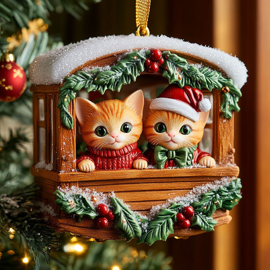 Little Train Cat CW0112037CL Christmas Ornament
