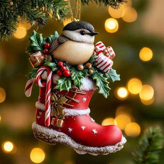 Christmas Boot Chickadee WN2210007CL Christmas Ornament
