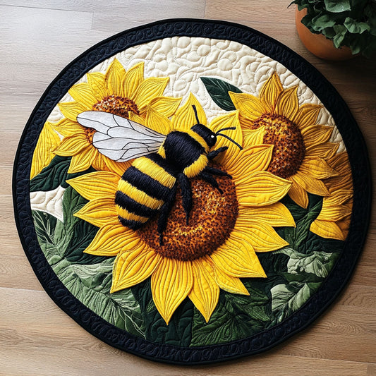 Sunflower Bee CW0306046CL Quilted Round Mat
