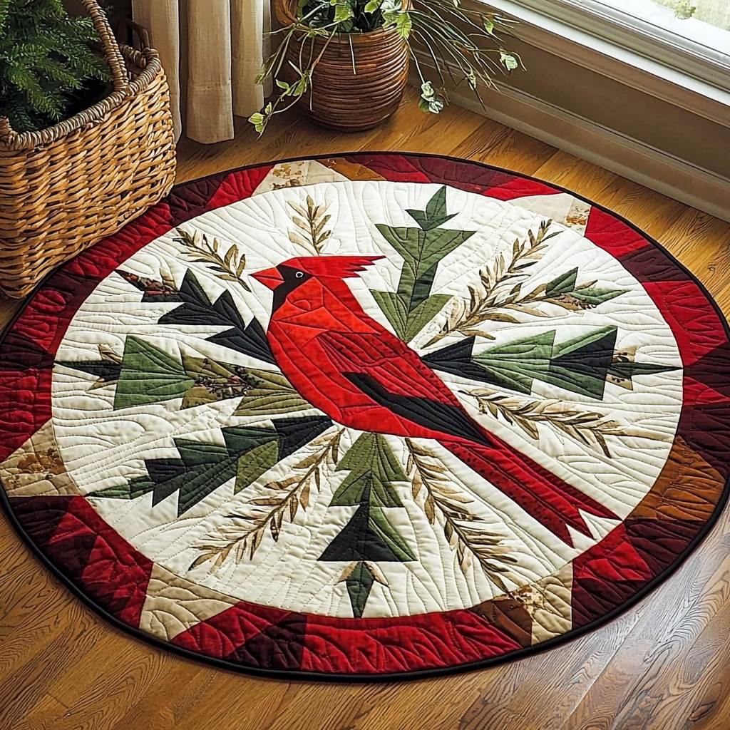 Geometric Cardinal QA0112004CL Quilted Round Mat