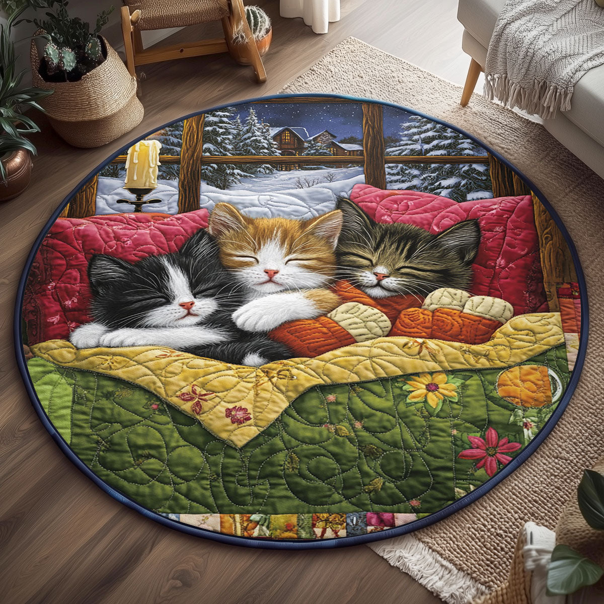 Sleeping Cat WJ2406033CL Quilted Round Mat