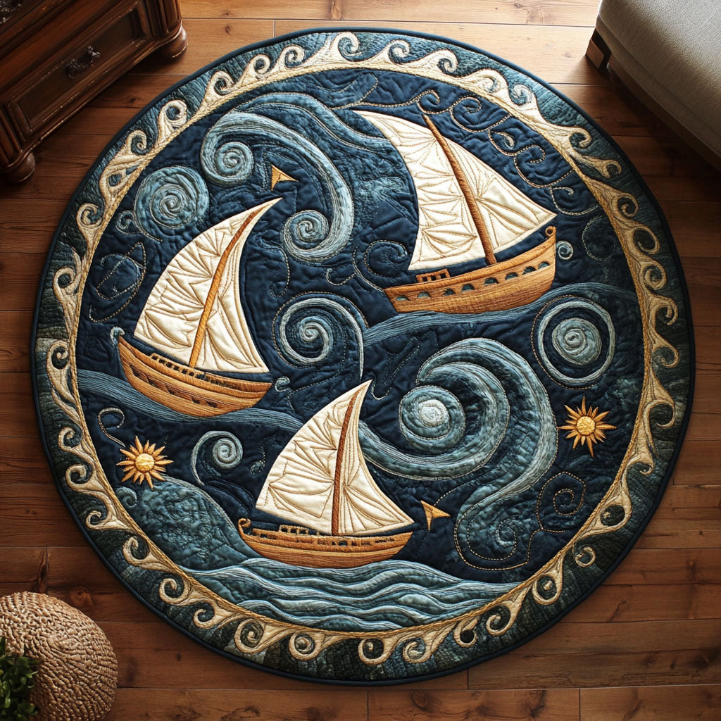 Sailboat Glow Tide WN2006027CL Quilted Round Mat