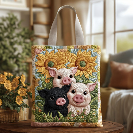 Sweet Pig Trio Sunflower KL0412019CL Quilted Tote Bag