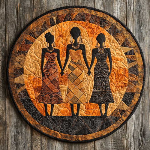 African Silhouettes WN2305013CL Quilted Round Mat