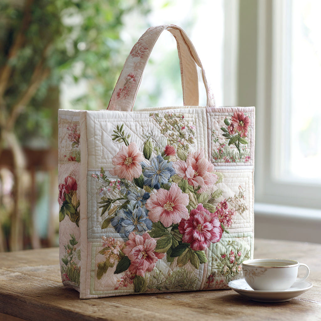 Flower Time CW1301015CL Quilted Tote Bag