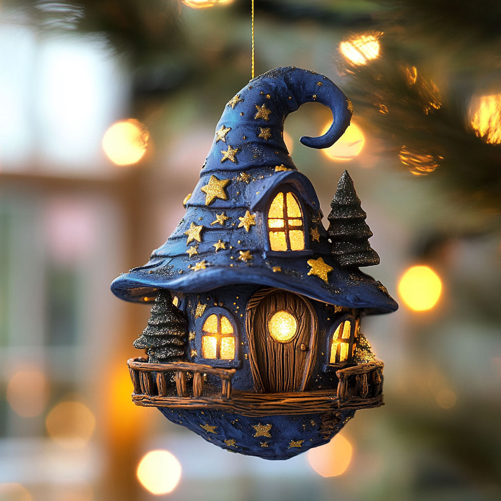 Witch Hat House Whisper WN0312037CL Christmas Ornament