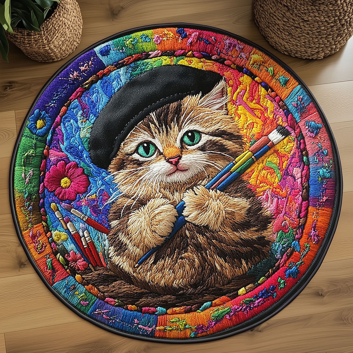 Cat With A Hue WN3006034CL Quilted Round Mat
