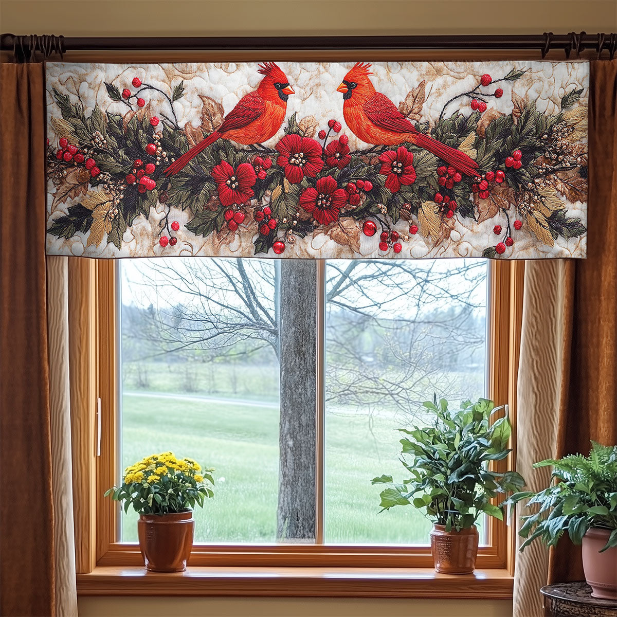 Holly Cardinal WN0107043CL Quilted Valance