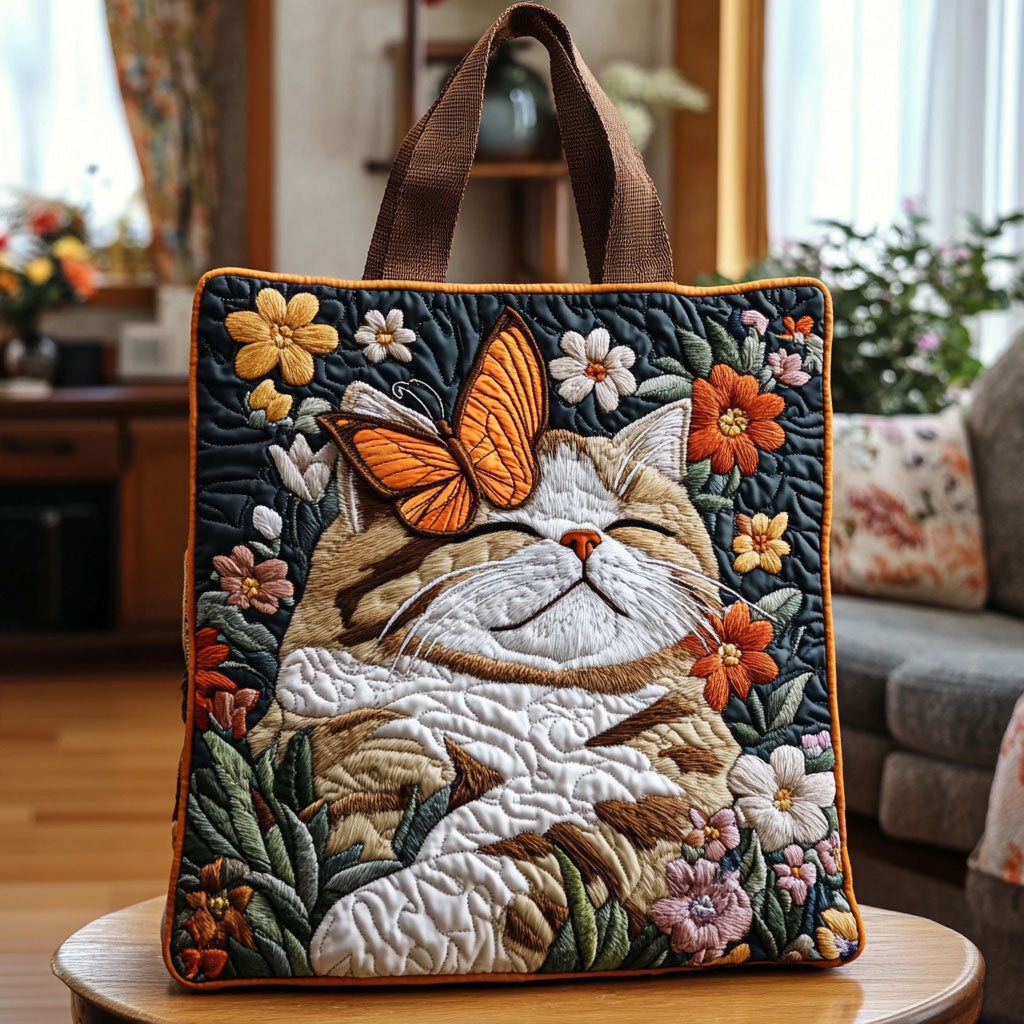 Butterfly Kissed Cat KL1912005CL Quilted Tote Bag