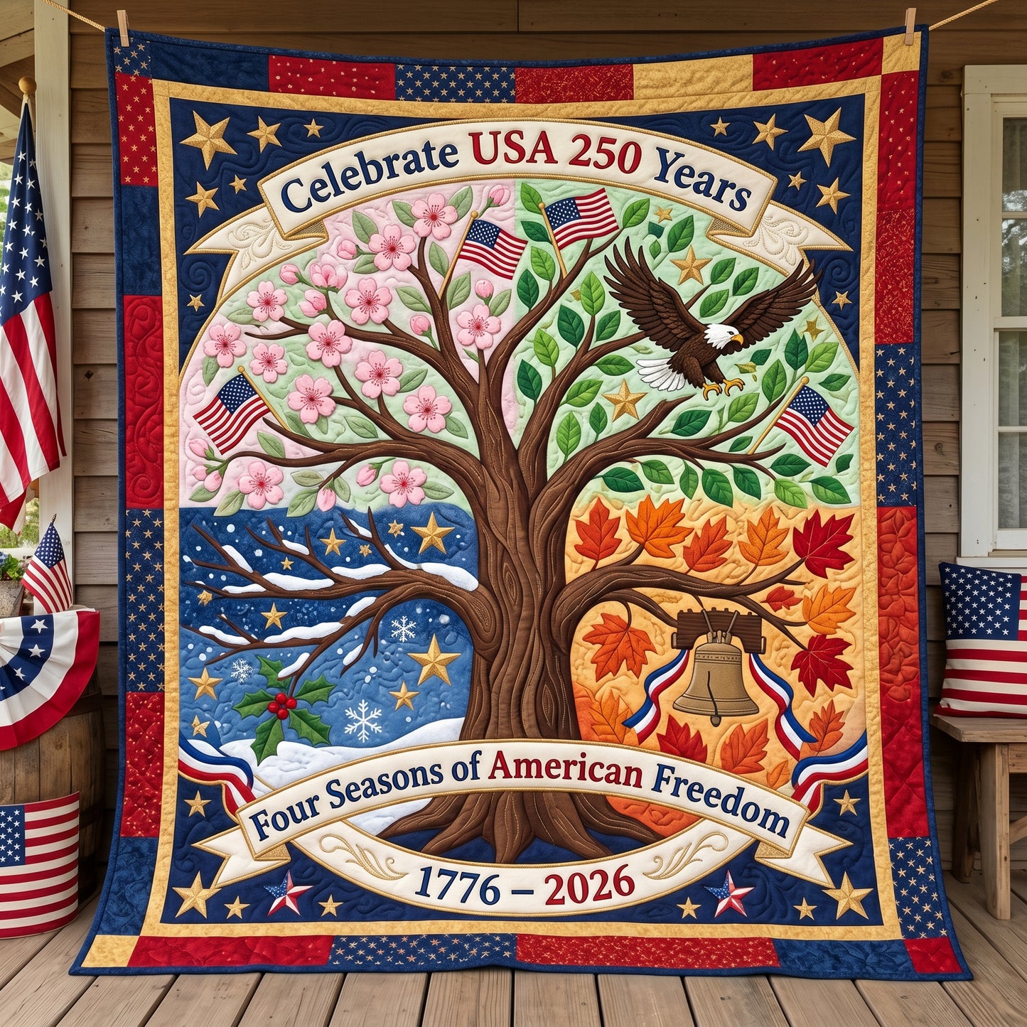 4 Seasons Of American Freedom XR2104011CL Quilt