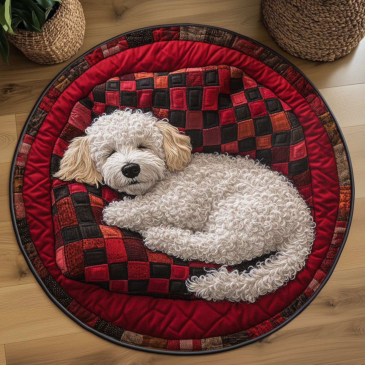 Sweet Bichon Frise WN0907071CL Quilted Round Mat