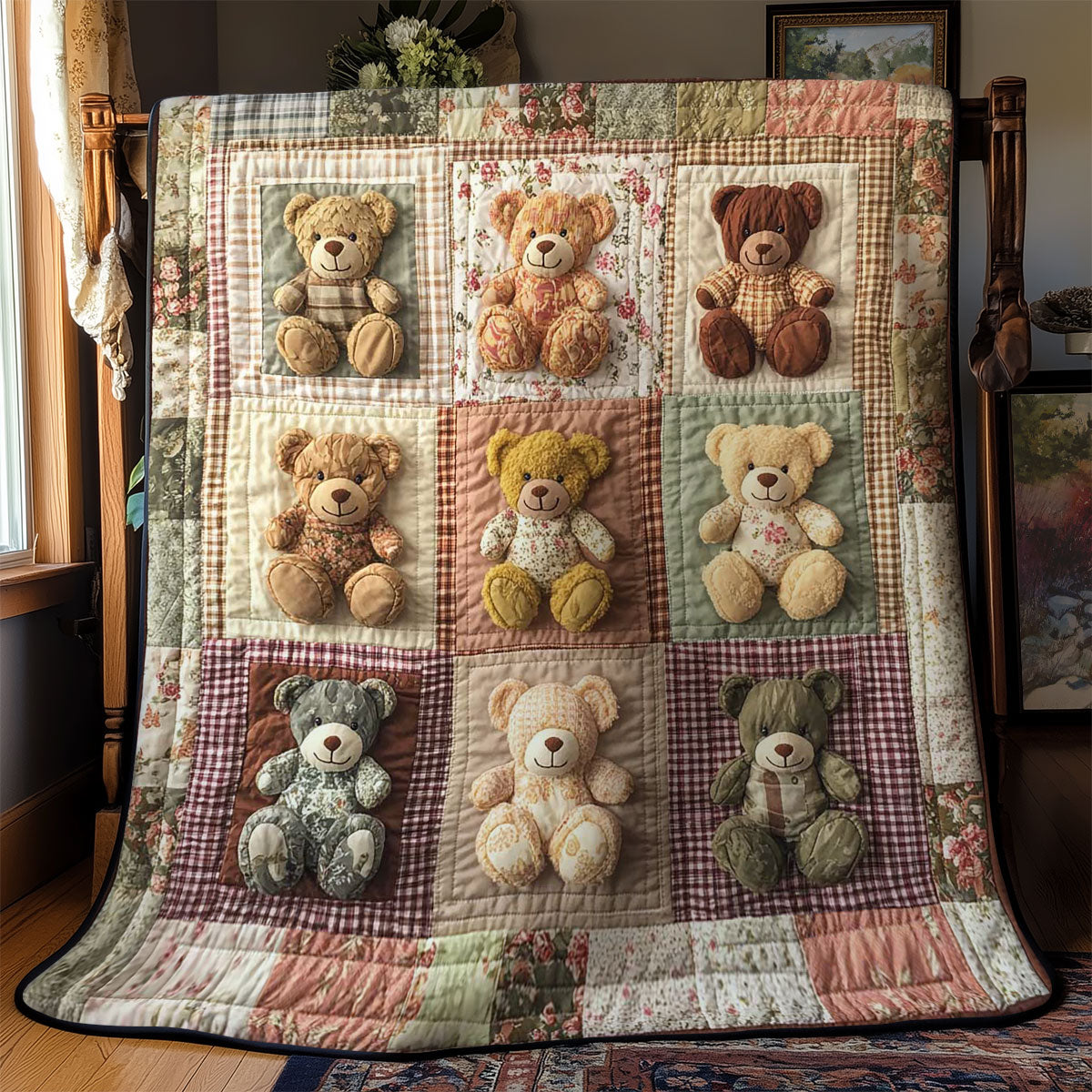 Cottage Teddy Bear WN1003063CL Quilt