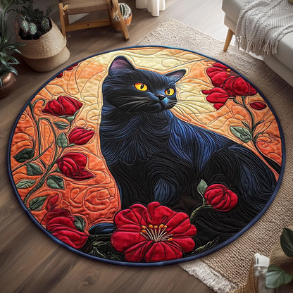 Velvet Shadows Cat WJ0907048CL Quilted Round Mat