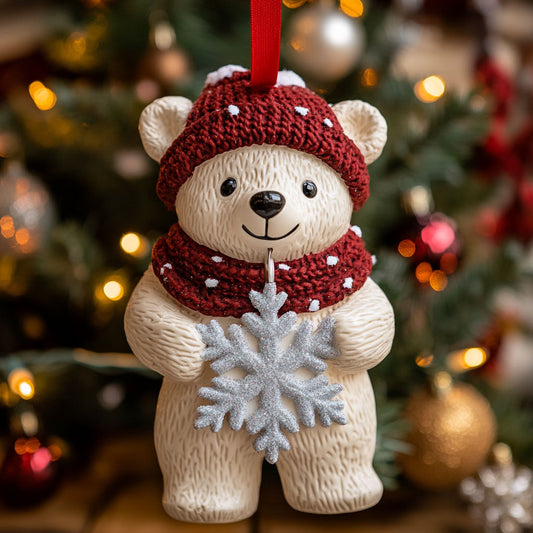 Whimsical Polar Bear with Snow Flake XK1510002CL Christmas Ornament