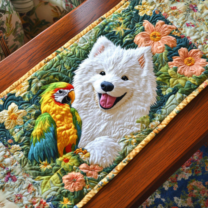 Samoyed And Parrot WJ1905027CL Quilted Table Runner