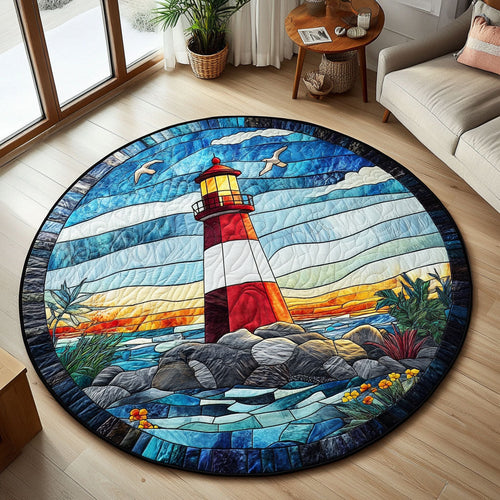Ocean Lighthouse CW1301153CL Quilted Round Mat