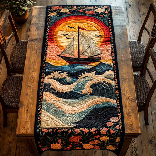 Sunset Boat WN2304042CL Quilted Table Runner