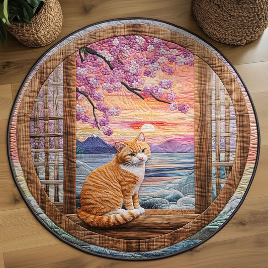 Whiskers At Dusk WJ2105055CL Quilted Round Mat