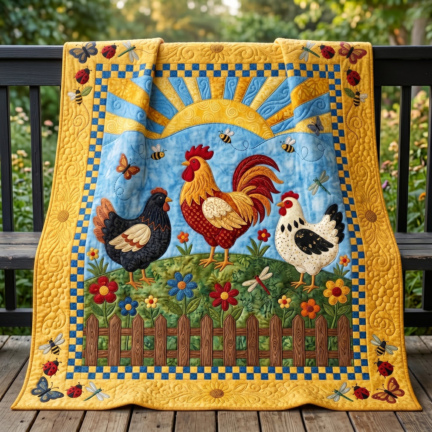 Farmhouse Chickens XR1305003CL Quilt