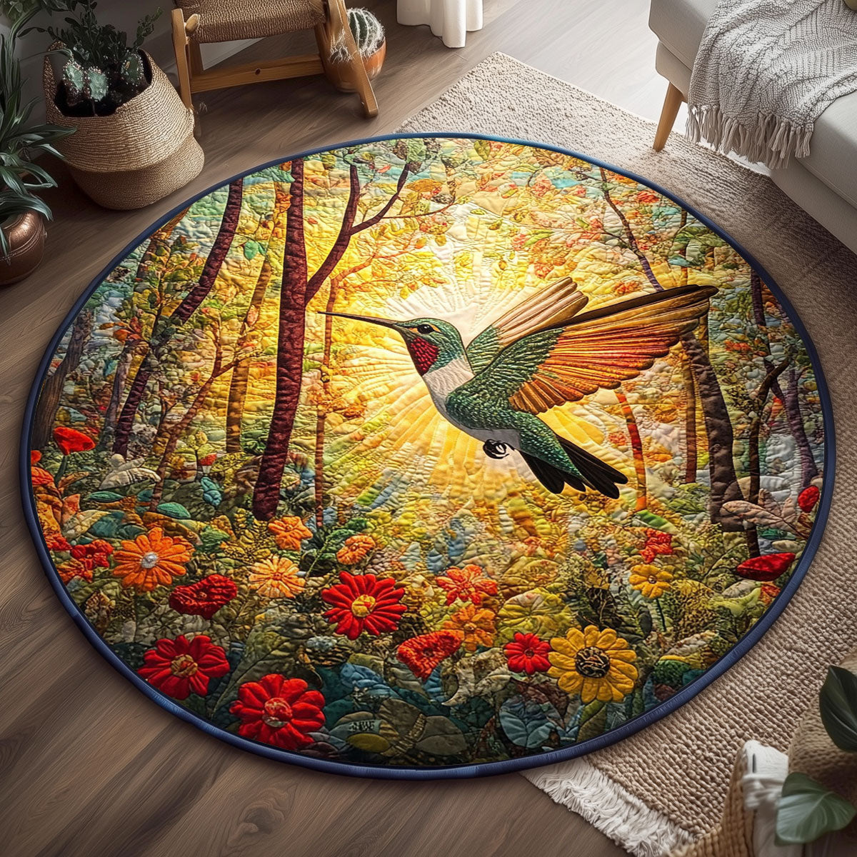 Hummingbird Horizon WJ1606046CL Quilted Round Mat