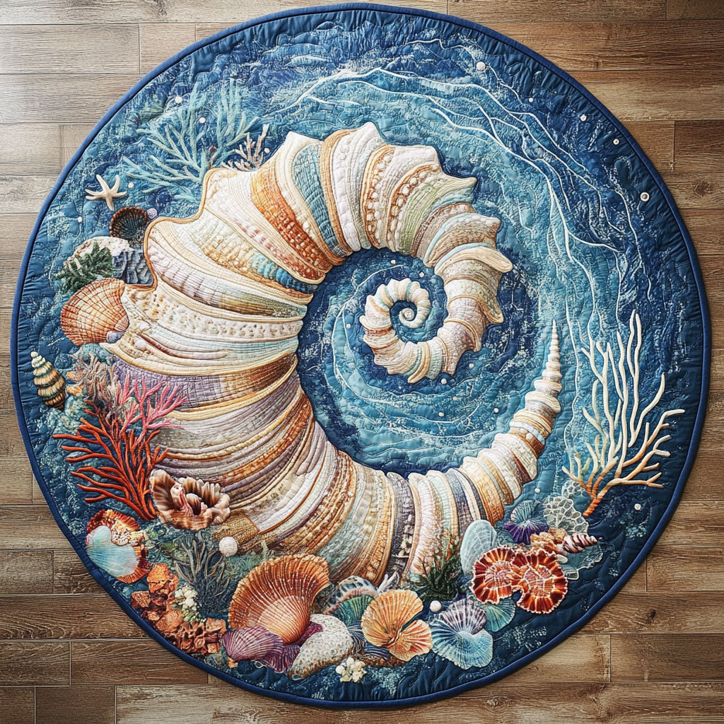 Seashell Ocean Lace WN2306040CL Quilted Round Mat