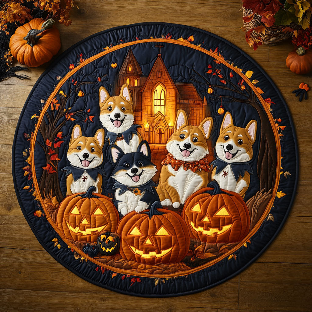 Hocus Pocus Corgi WN3107029CL Quilted Round Mat