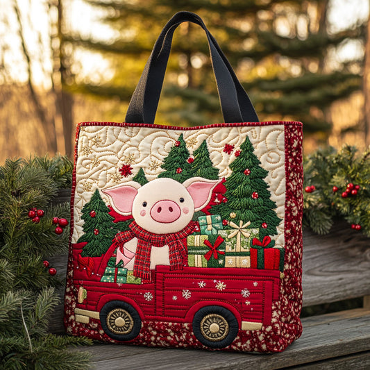 Christmas Eve Pig WN2910003CL Quilted Tote Bag