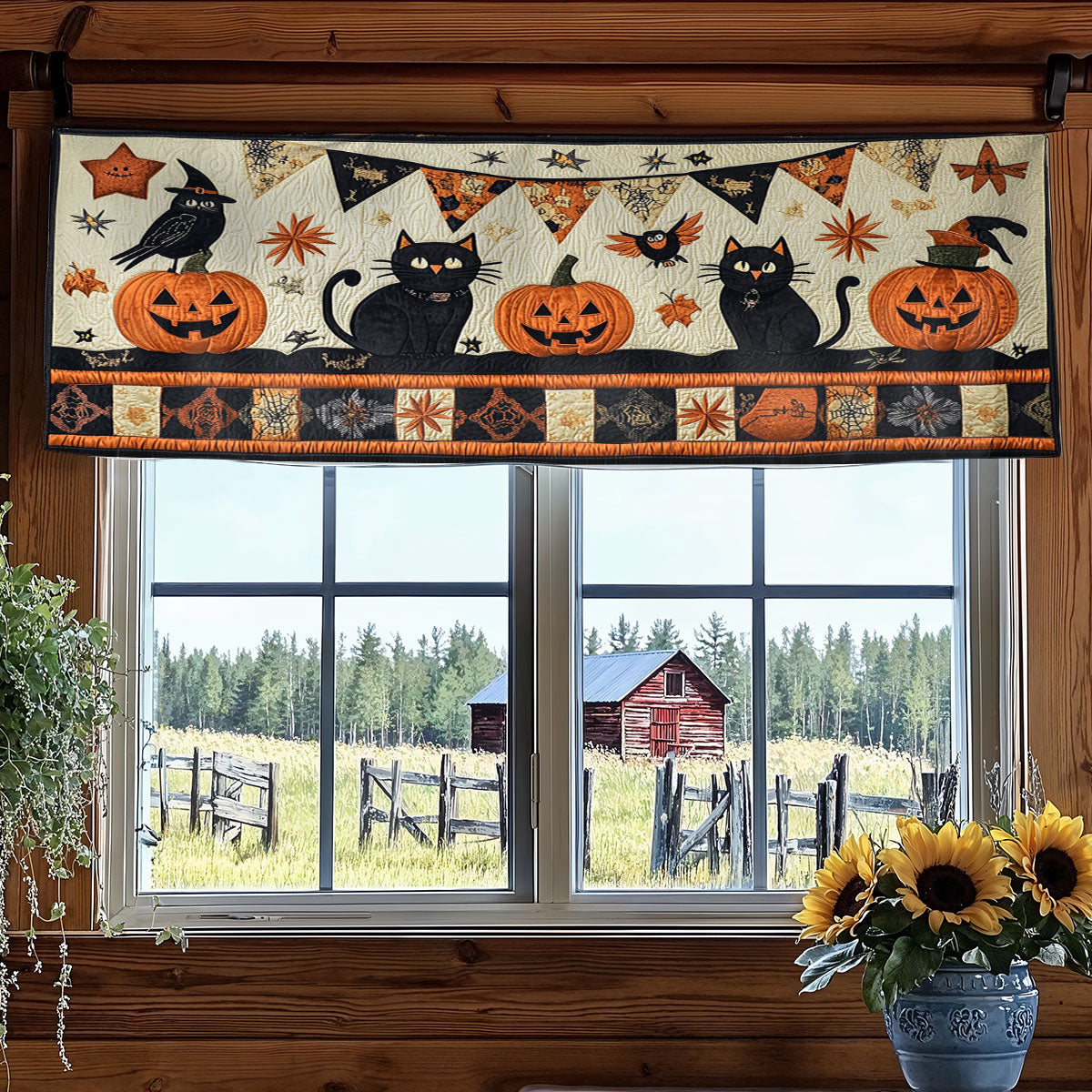 Pumpkin Whiskers WN0108035CL Quilted Valance