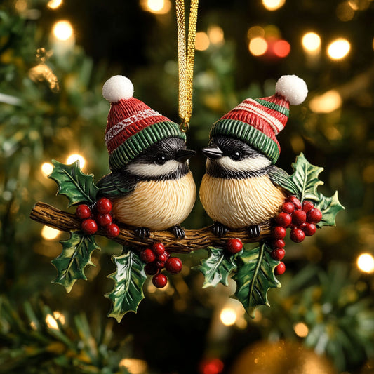 Holiday Hat Chickadee WN2210027CL Christmas Ornament
