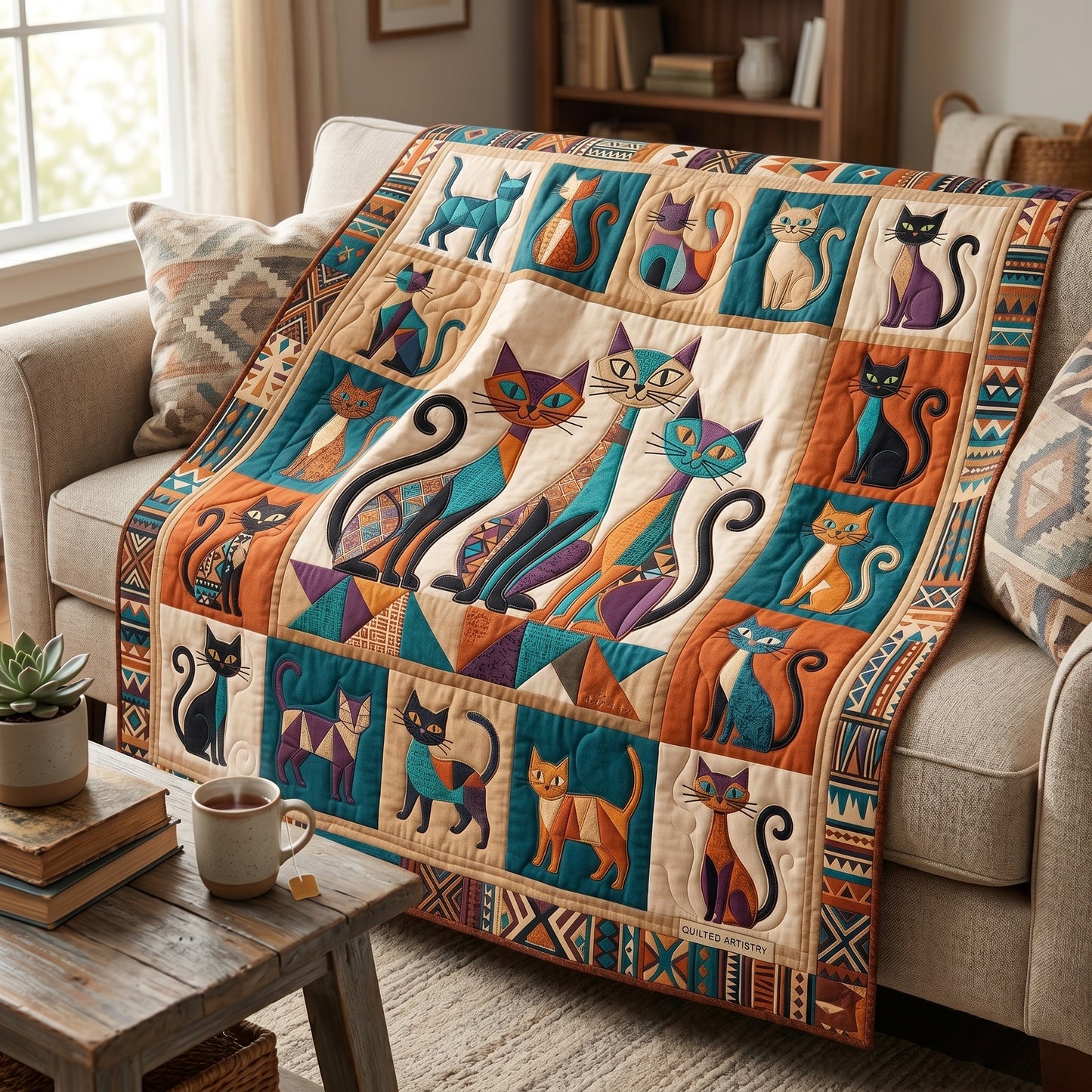 Vibrant Cat Family XR2204011CL Quilt