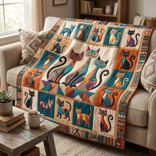 Vibrant Cat Family XR2204011CL Quilt