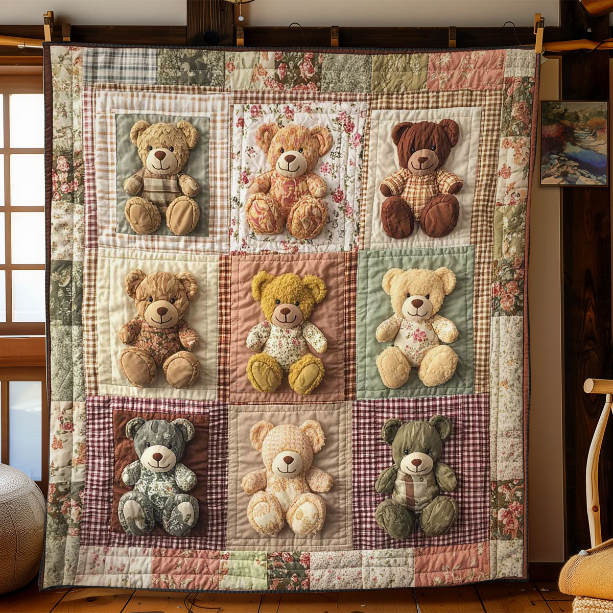 Cottage Teddy Bear WN1003063CL Quilt