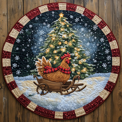Rooster's Winter Wagon LT1410033CL Quilted Round Mat