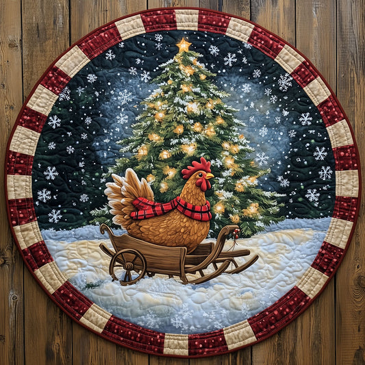 Rooster's Winter Wagon LT1410033CL Quilted Round Mat