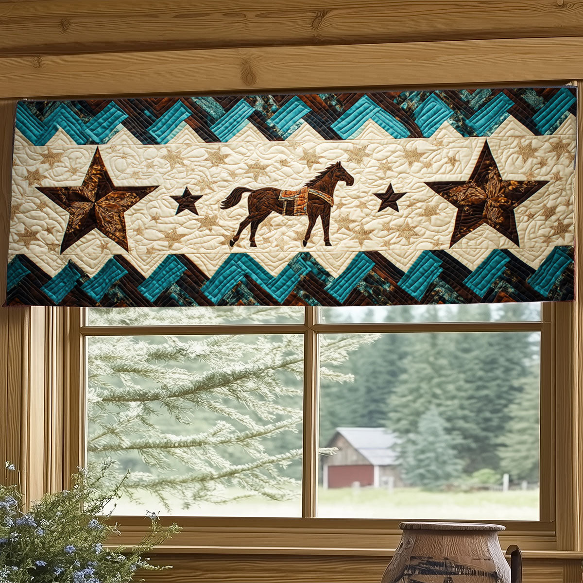Cowboy Horse WJ3103037CL Quilted Valance