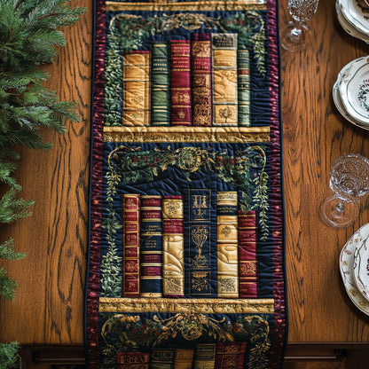 Antique Bookshelf WJ1205016CL Quilted Table Runner