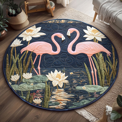 Water Lily Flamingo WJ0904049CL Quilted Round Mat