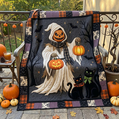 Pumpkin Ghost And Black Cats Halloween WN0905016CL Quilt