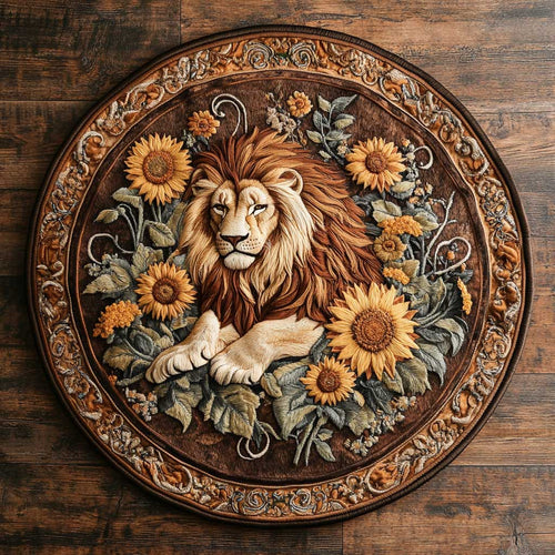 Lion And Sunflowers WN2204031CL Quilted Round Mat