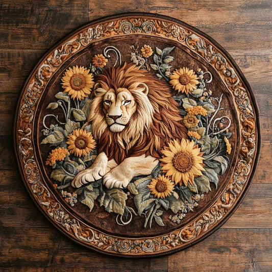 Lion And Sunflowers WN2204031CL Quilted Round Mat