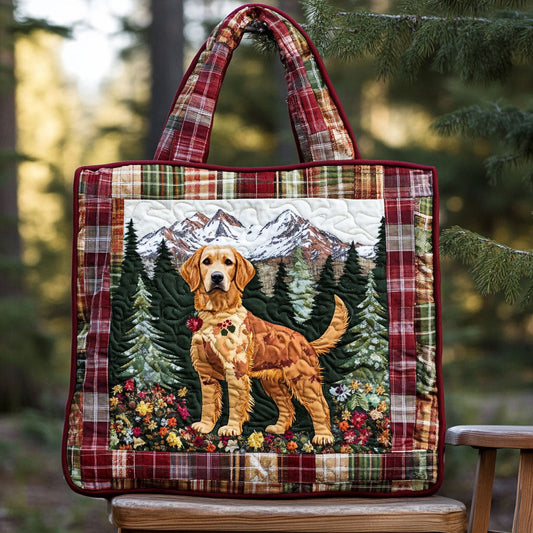 Festive Golden Retriever Cheer WN0611039CL Quilted Tote Bag
