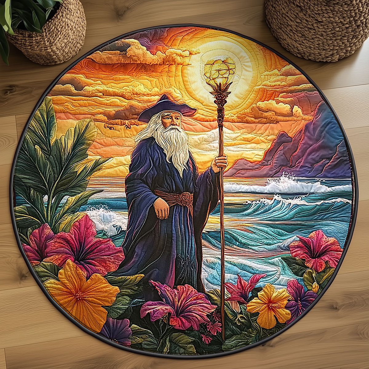 Island Sorcerer Sunset WJ0207027CL Quilted Round Mat