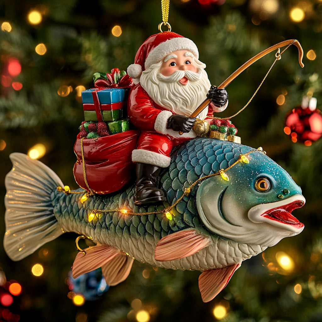 Santa Fishing CW1511071CL Christmas Ornament