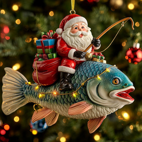 Santa Fishing CW1511071CL Christmas Ornament