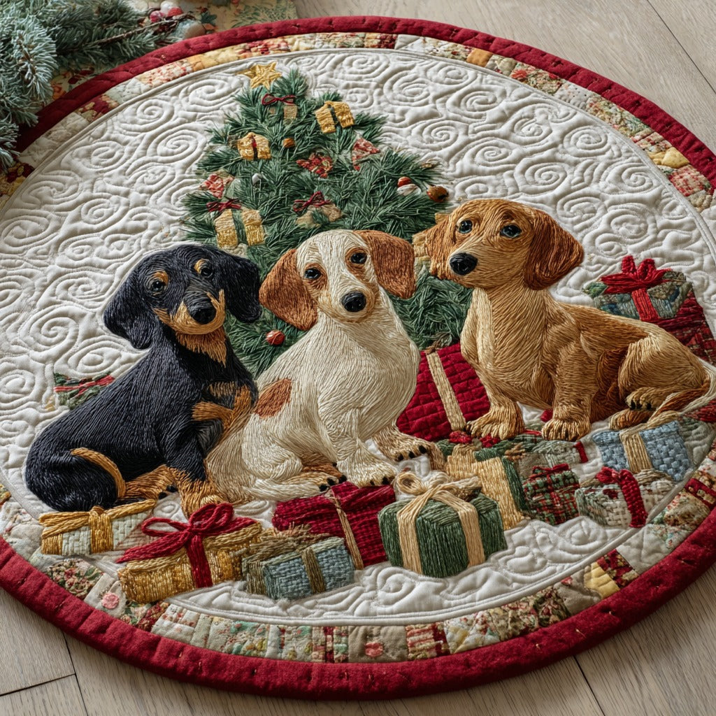 Christmas Woof XR0611018CL Quilted Round Mat