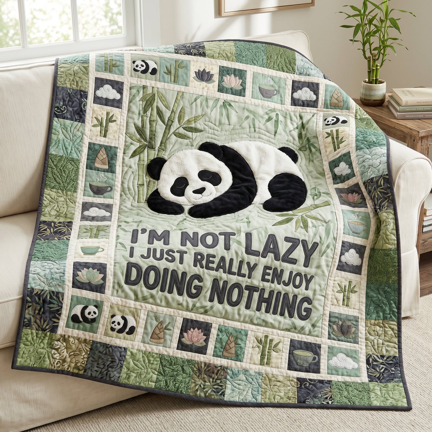 I Am Not Lazy Panda XR1405016CL Quilt