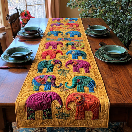 Boho Elephant Patchwork WJ1006029CL Quilted Table Runner