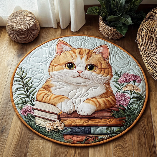 Wise Ginger Cat QA0901012CL Quilted Round Mat