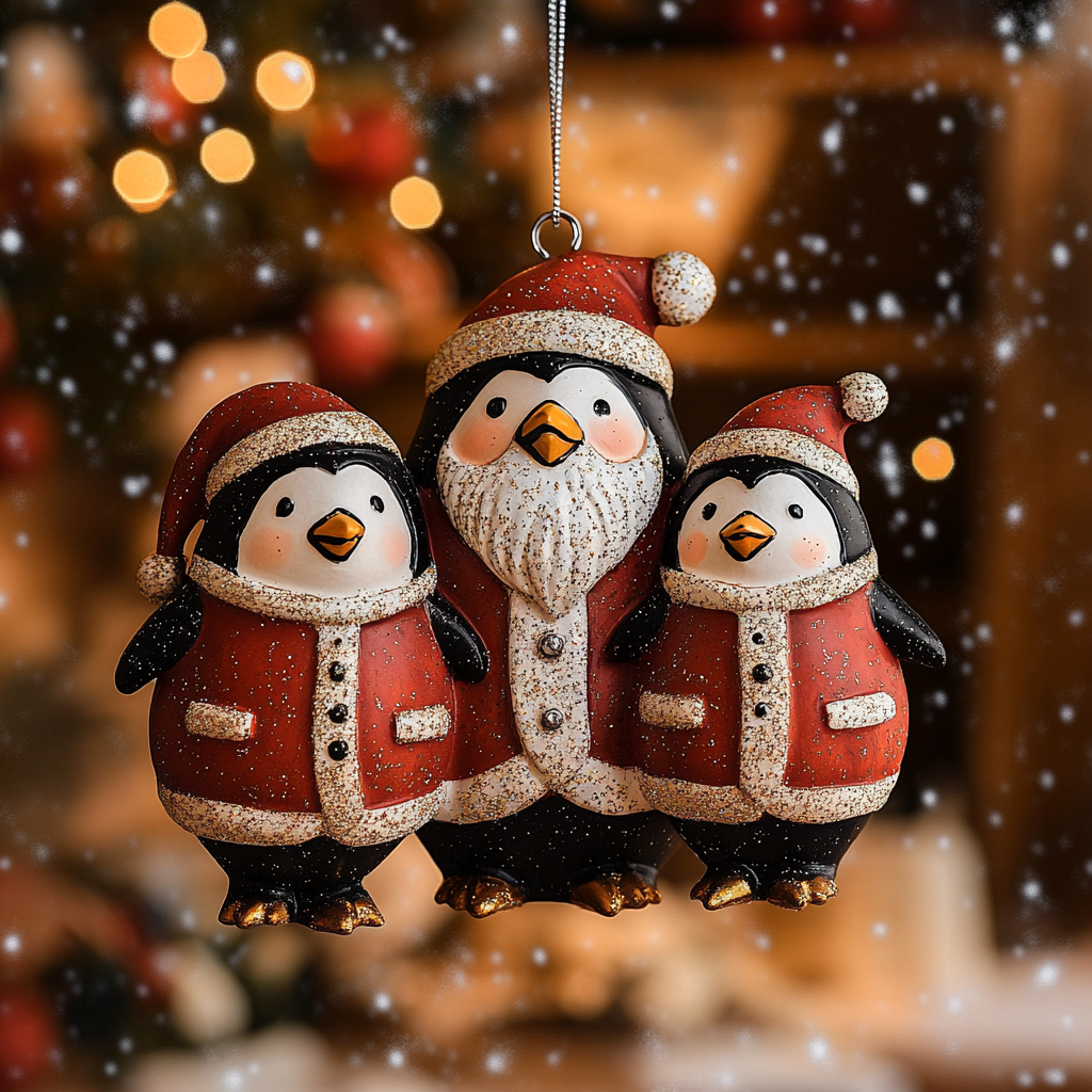 Santa Penguin Family LT1610020CL Christmas Ornament