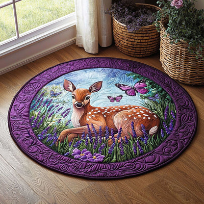 Deer In Lavender Garden QA0312010CL Quilted Round Mat